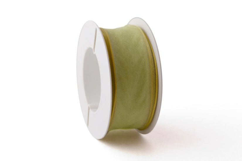Organzová stuha s drátkem 40 mm - Barva: Zelená