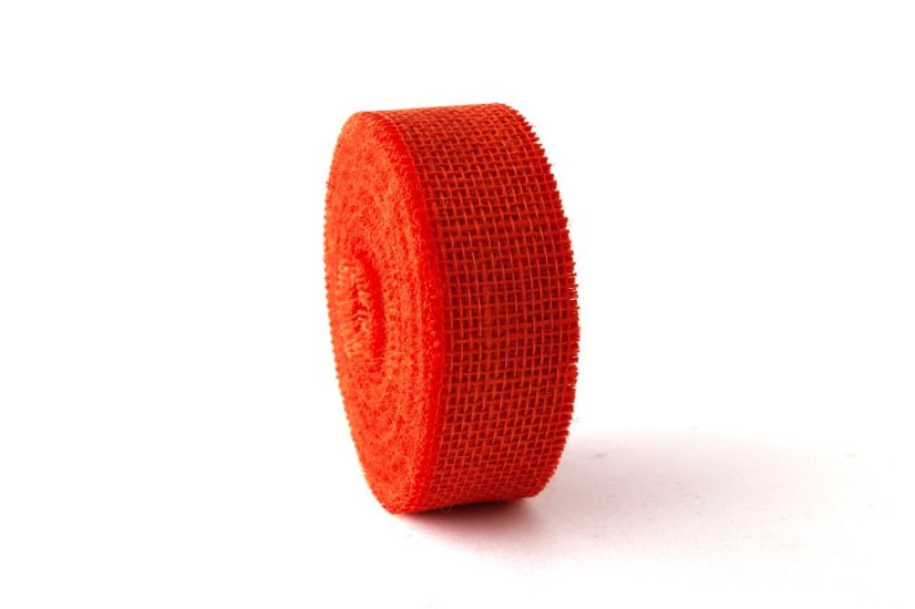 Jutová stuha 4 cm - Barva: Tmavě zelená