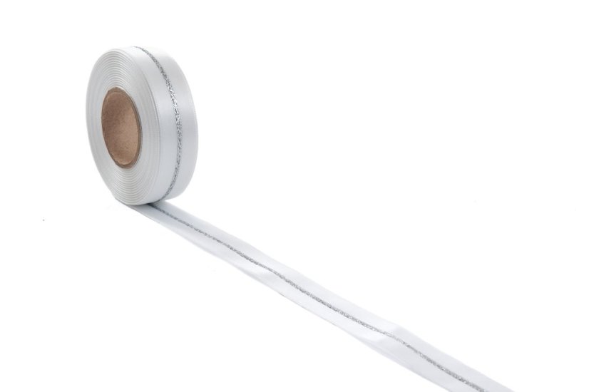 Atlasová oboulící stuha s metalplastem 24 mm - Barva: Skořicová