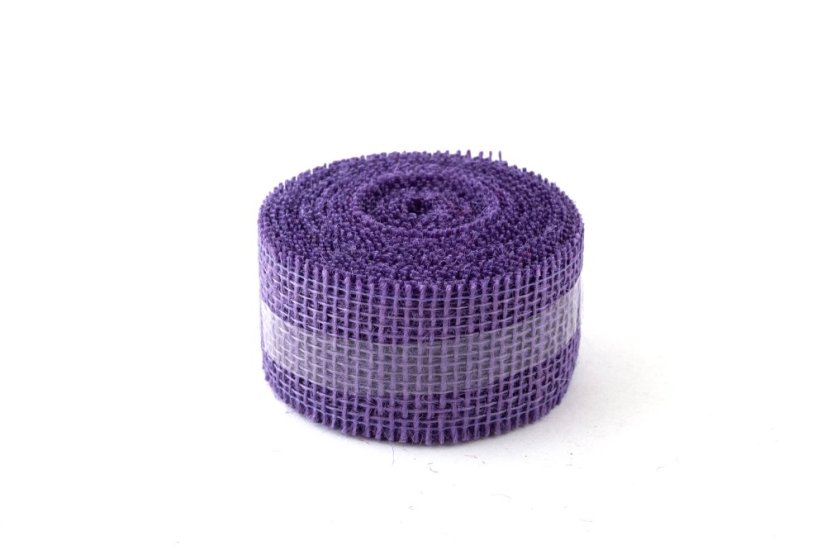 Jutová stuha 5 cm - Barva: Fialová