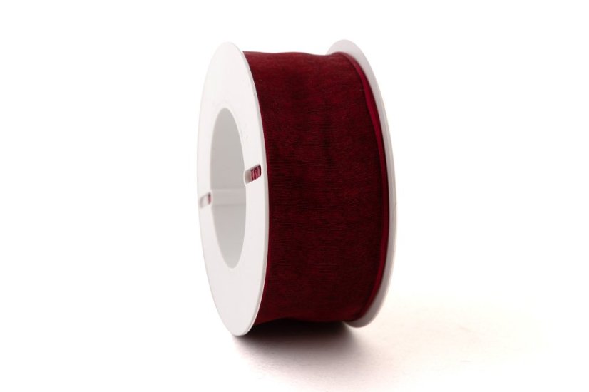 Organzová stuha s drátkem 40 mm - Barva: Vínově červená