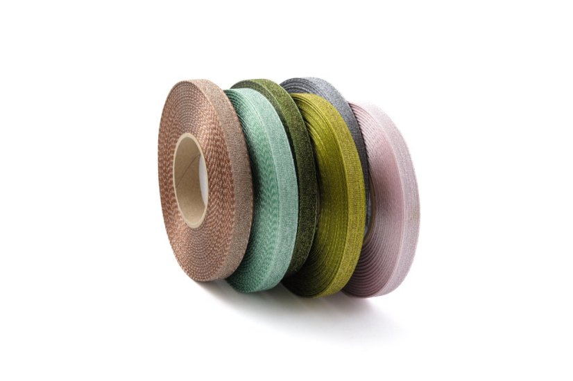 Plátnová stuha s metalplastem a efektní nití 10 mm - Barva: Khaki