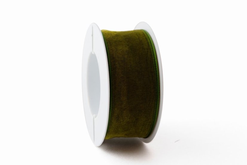 Organzová stuha s drátkem 40 mm - Barva: Zelená