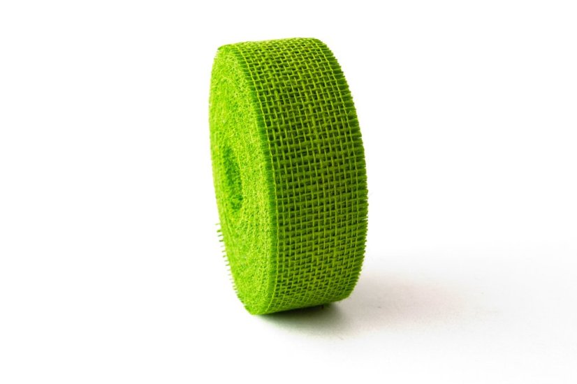 Jutová stuha 4 cm - Barva: Tmavě zelená