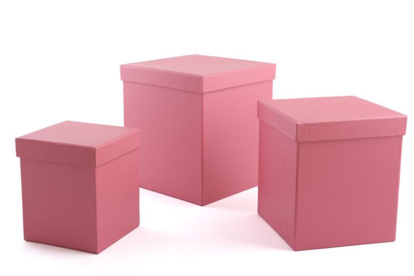 Flower box kostka - komplet 3 ks - Barva: Pudrová růžová