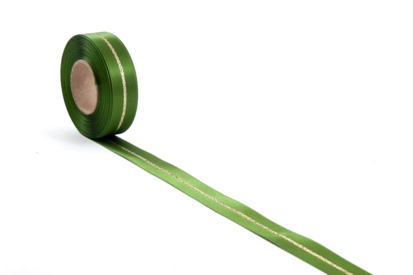 Atlasová oboulící stuha s metalplastem 24 mm - Barva: Skořicová