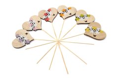 Srdce, dřevěný zápich 6 ks