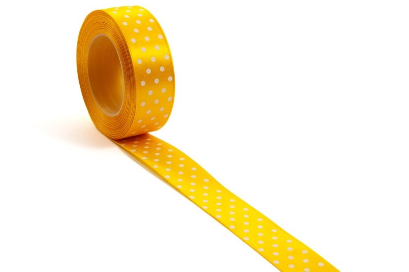 Saténová stuha s puntíky 25 mm - Barva: Tmavě růžová