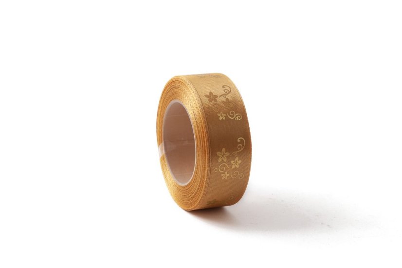 Saténová stuha se zlatým potiskem 25 mm
