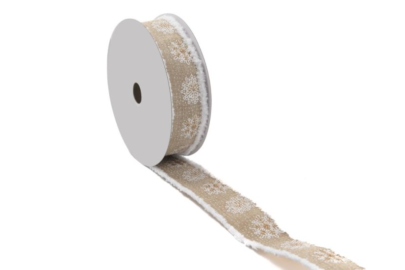 Bavlněná stuha s vločkami 3,8 cm - Barva: Červená