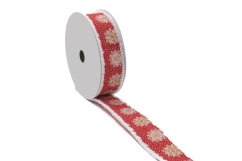 Bavlněná stuha s vločkami 3,8 cm