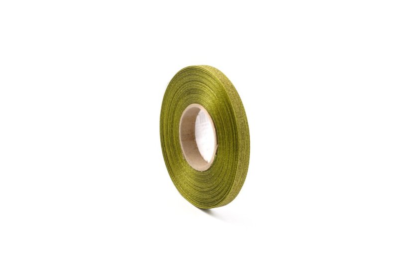 Plátnová stuha s metalplastem a efektní nití 10 mm - Barva: Khaki