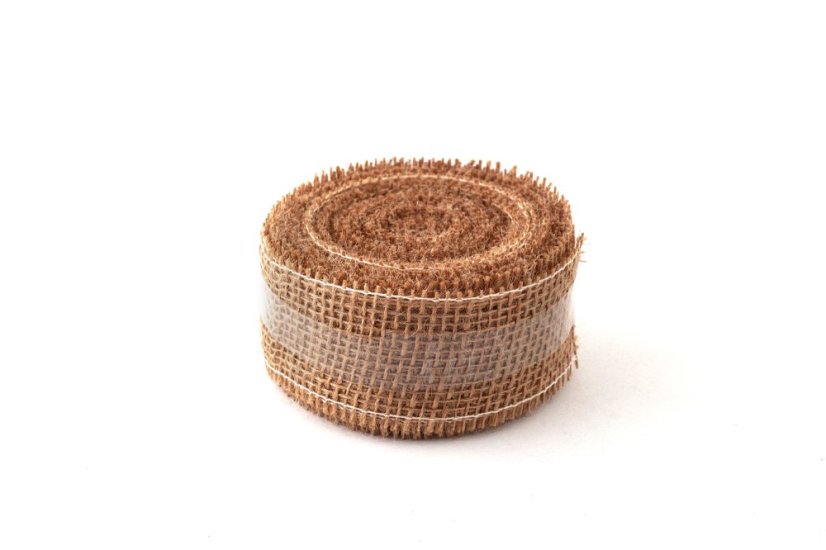 Jutová stuha 5 cm - Barva: Fialová
