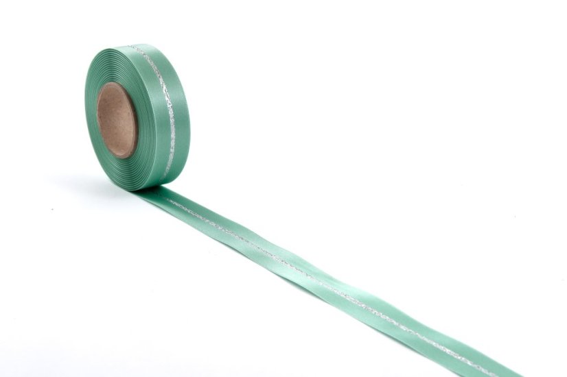 Atlasová oboulící stuha s metalplastem 24 mm - Barva: Skořicová