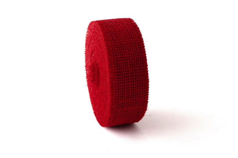 Jutová stuha 4 cm - Barva: Tmavě zelená