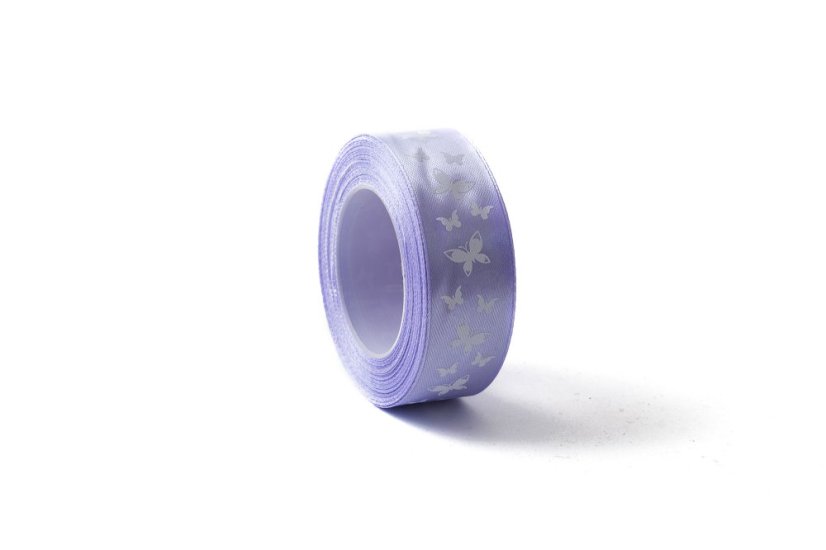 Saténová stuha s motýly 2,5 cm