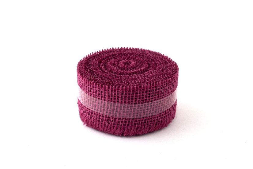 Jutová stuha 5 cm - Barva: Fialová