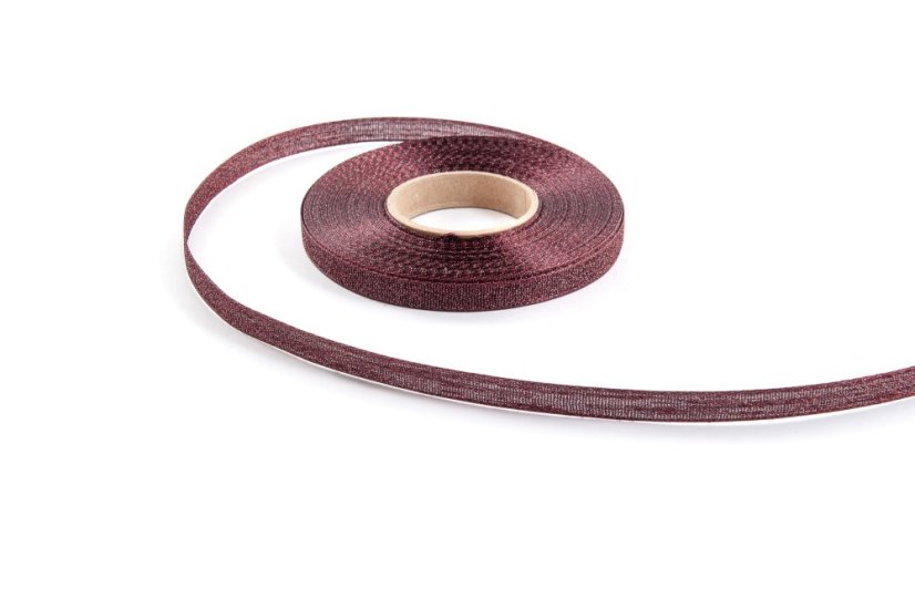 Plátnová stuha s metalplastem a efektní nití 10 mm - Barva: Khaki