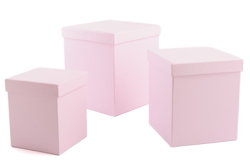 Flower box kostka - komplet 3 ks - Barva: Pudrová růžová