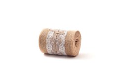 Jutový pás s krajkou 12 cm