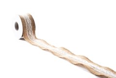 Jutová stuha s krajkou 5 cm
