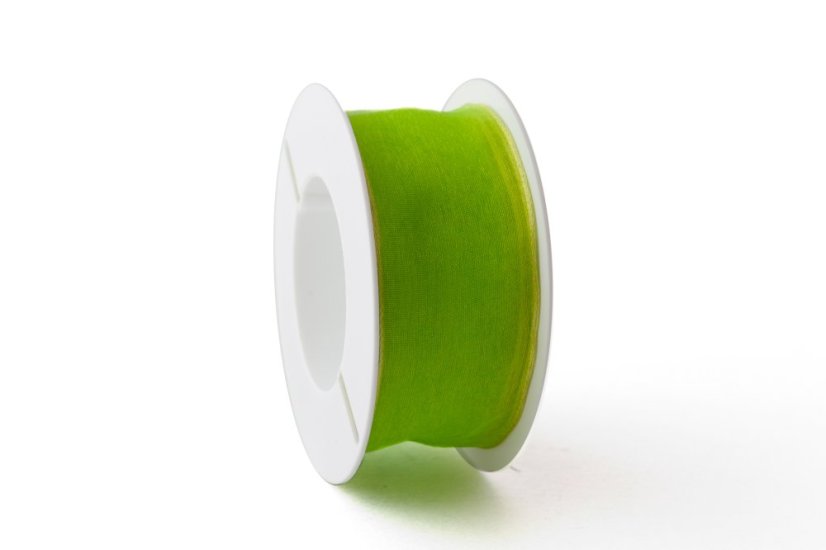 Organzová stuha s drátkem 40 mm - Barva: Zelená