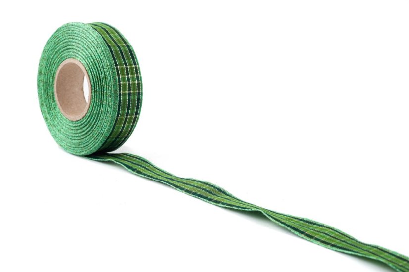 Kostkovaná stuha 25 mm - Barva: Khaki