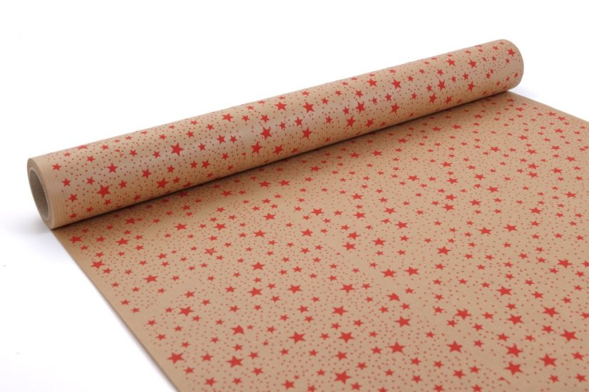Papír kraft s hvězdičkami 50 cm
