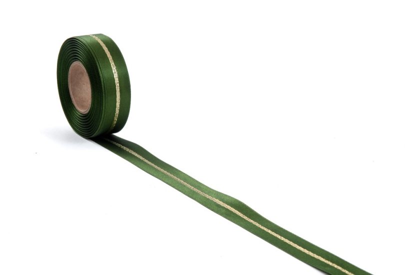 Atlasová oboulící stuha s metalplastem 24 mm - Barva: Skořicová
