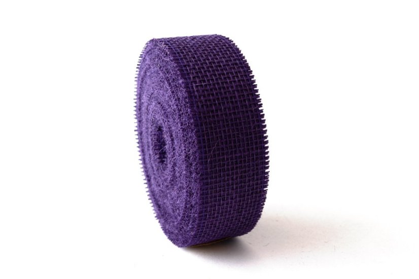 Jutová stuha 4 cm - Barva: Tmavě zelená