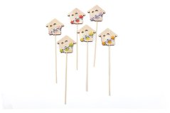 Domeček, dřevěný zápich 6 ks