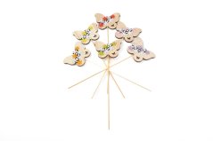 Motýl, dřevěný zápich 6 ks